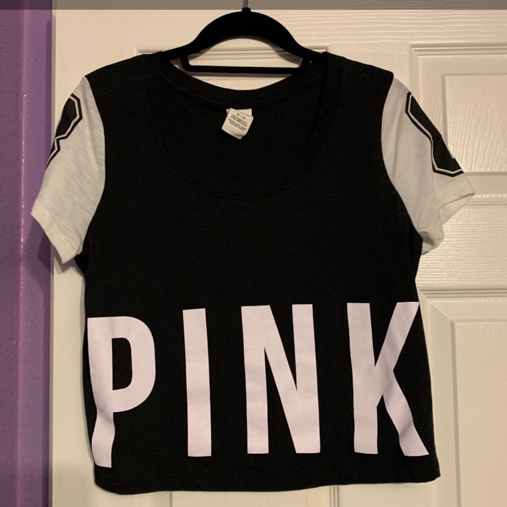 PINK cropped baseball tee